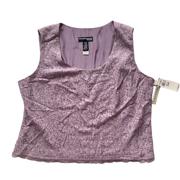 Norton McNaughton Tops - NWT Norton McNaughton Formal Purple Lined Floral Lace Sleeveless Top Women’s 22W